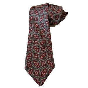 Sheaf & Caber Gray Red Blue Patterned Men's Neck Tie 59” 4” Wide